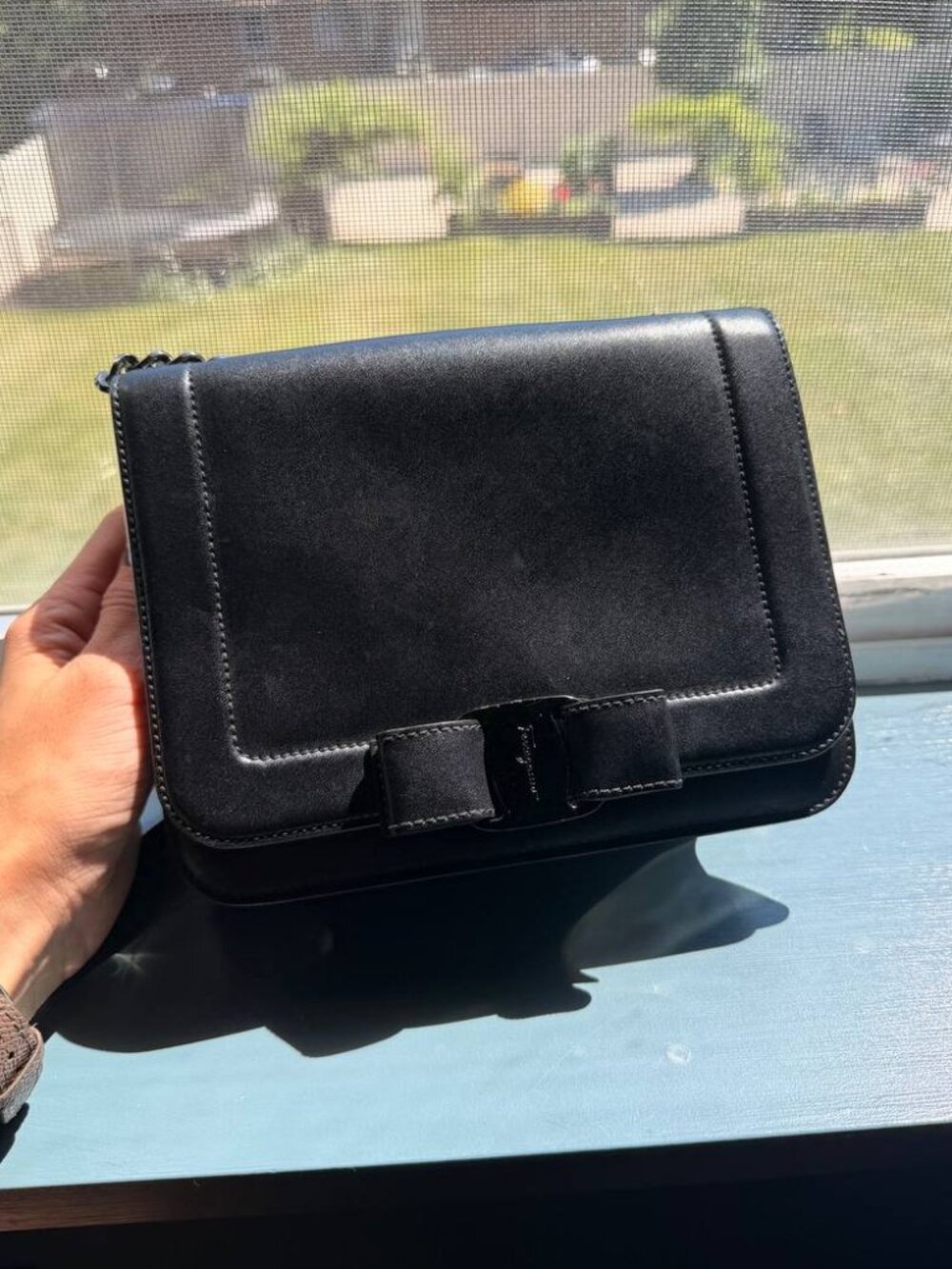 Salvatore Ferragamo Black Leather Crossbody / Shoulder Bag